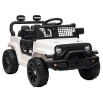 AIYAPLAY 12V Electric Car for Kids with Remote, Dual Motors, Rear Suspension, Soft Start, Music, Lights for 3-8 Years, White