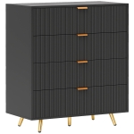 HOMCOM Elegant Four-Drawer Bedside Table - Black