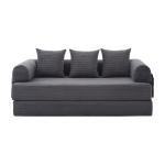 Faltbares Kompressionssofa mit stabilem Metallrahmen, Seitentaschen plus 3 Kissen, 200L x 94B x 67H cm, Dunkelgrau