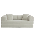 Knochenloses modulares Sofa, umbaubar in ein Bett, umfasst 2 Polster und einen Stahlrahmen, 204L x 97B x 65H cm, Beige