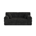 Doppeltes komprimiertes Cordsofa, Metallrahmen, 2 Becherhalter und 4 Seitentaschen, 168L x 80B x 81H cm, Schwarz