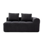 Bequemes Cordsofa mit zwei Sitzern, seitliche Aufbewahrungstasche für Fernbedienung und Handy, eingebauter Getränkehalter, 158X93X61 cm, Dunkelgrau