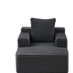 Knochenloses Cordsofa, bequemes Schlafsofa / unzusammengebauter Liegestuhl, Liegestuhl für Wohnzimmer und Büro, 81L x 117B x 50H cm, Dunkelgrau