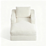 Knochenloses Cord-Freizeitsofa, doppellagiges Design, kann in ein Bett gefaltet werden, 100L x 160B x 64H cm,Weiß