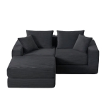 Knochenlose Sofabestuhlung mit rutschfester Basis, mit breiten Armlehnen, bequemen Rückenlehnen und einem hochelastischen Polster, Maße 259,5 L x 96 B x 64,5 H cm, Dunkelgrau
