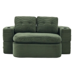 2-in-1 Cordsofa mit verstellbarer Funktion, 2 Getränkehaltern, hohe Rückenlehne und extra tiefe Sitzfläche, 165L x 97B x 61H cm, Smaragdgrün