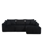 Modulares Sofaset mit Liegestühlen und Doppelbetten, 5 Kissen und 2 Getränkehaltern， 257X160X62 cm, Schwarz