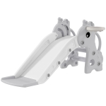 AIYAPLAY 3-in-1 Rutsche für Kinder, Giraffenform, Basketballkorb, Ball, Grau