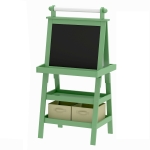 AIYAPLAY Lavagna per Bambini con Cavalletto 3 in 1, Rotolo di Carta e 2 Contenitori, in Legno, 59x48x118 cm, Verde