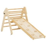 AIYAPLAY Triángulo de Escalada de Madera 3 en 1 con Rampa para Deslizarse o Escalar 147x64,5x63 cm Natural