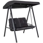 Outsunny Hollywoodschaukel, 2-Sitzer Gartenschaukel mit verstellbarem Dach, bis 220 kg belastbar, 145 x 116 x 172 cm, Schwarz