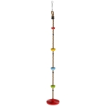 AIYAPLAY Corde d'escalade Balancoire 1,9 m, Balançoire Disque pour Enfants avec Plateforme, Sangle et Mousqueton, Rouge