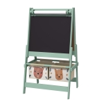AIYAPLAY 3-in-1 Kinder Ezel met Papierrol, Krijtbord, Whiteboard, Opbergmanden, 54 x 46,5 x 93 cm, Groen