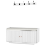 HOMCOM Hallway Storage Unit, Hallway Furniture Set with Shoe Storage Cabinet and 5 Hooks Coat Rack, White