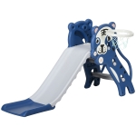 AIYAPLAY Scivolo per Bambini 18-36 Mesi con Canestro da Basket Laterale in PE, 133x60x70 cm, Blu e Grigio