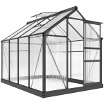 Outsunny Gewächshaus, Treibhaus, mit Dachfenster, Schiebetür, transparent, Polycarbonat+Aluminium, 190 x 252 x 201cm