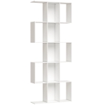 HOMCOM Bibliothèque à 5 niveaux, étagère de rangement en forme S avec 15 compartiments ouverts, 80 x 24 x 200 cm, blanc