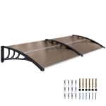 Outsunny Auvent de porte d'entrée, toit marquise de porte exterieur en polycarbonate et profil aluminium résistante toit abri protection contre la pluie et UV pour terrasse, balcon, 195x75cm, marron