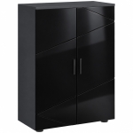 kleankin Mobiletto Bagno 2 Ante in Legno con 3 Ripiani e Chiusura Ammortizzata, 60x30x82cm, Nero Lucido