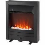 HOMCOM Electric Fireplace Stove Freestanding/Inset, 2000W, Electric Fire with LED Flame, Pebbles, Adjustable Thermostat, Black