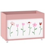 AIYAPLAY Speelgoedkist met wielen en remmen, 34,5 l open opbergbox met bloemenpatroon, 50 x 30 x 33,5 cm