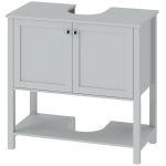 HOMCOM Under Sink Bathroom Cabinet with 2 Doors, Open Shelf and U-Shape Cut-Out for Basin with or without Pedestal, Light Blue