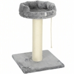 PawHut Krabpaal met kattenbed, 1 ligplek, incl. kattenspeeltje, 55 x 55 x 83 cm, grijs