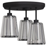 HOMCOM 3-Light Crystal Glass Ceiling Light, Triple Head with Dual Mounting, Modern Ceiling Lamp for Living Room, Black