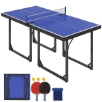 HOMCOM Tavolo da Ping Pong Pieghevole per Interni, Tavolo Ping Pong con Rete, Montaggio Non Richiesto, 182x91 cm, Blu e Viola