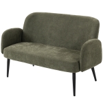 HOMCOM 132cm 2 Seater Sofa, Velvet Comfy Small Sofa Couch with Wide Seat, Thick Padding, Tapered Metal Legs, Green