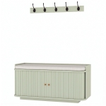 HOMCOM Hallway Storage Unit, Hallway Furniture Set with Shoe Storage Cabinet and 5 Hooks Coat Rack, Light Green