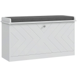 HOMCOM Banc à chaussures avec tiroir rabattable, coussin d'assise et étagère réglable, 80 x 26 x 48 cm, blanc