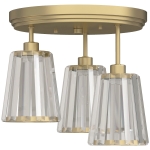 HOMCOM 3-Light Crystal Glass Ceiling Light, Triple Head with Dual Mounting, Modern Ceiling Lamp for Living Room, Gold Tone