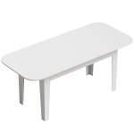 HOMCOM Extendable Oval Dining Table for 4-6, Modern Expandable Kitchen Table, Round Edges, White