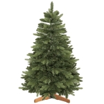 HOMCOM Kunstkerstboom 150 cm, edelspar, vol model met scharniertakken, 525 takpunten, inklapbare houten standaard, groen