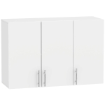 HOMCOM Bathroom Wall Cabinet, Wall-Mounted Bathroom Storage Cabinet with 3 Doors, Adjustable Shelf for Kitchen, White