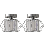 HOMCOM Crystal Ceiling Light Fixtures, Modern Semi-Flush Ceiling Lighting with Crystal Strips, 2 Pack, Silver Tone