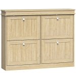 HOMCOM Zapatero Estrecho con 4 Puertas Abatibles y Estantes Ajustables para hasta 20 Pares Efecto Roble