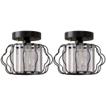 HOMCOM Crystal Ceiling Light Fixtures, Modern Semi-Flush Ceiling Lighting with Crystal Strips, 2 Pack, Black