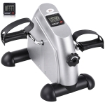 HOMCOM Mini Cyclette Portatile per Gambe e Braccia, Pedaliera per Riabilitazione con Display LCD, Argento