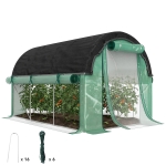 Outsunny 3 x 2 x 2 m polytunnelkas met zonneschermnet, oprolbare zijwanden, kunststofafdekking, stalen frame, groen