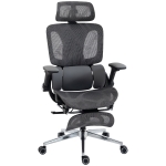HOMCOM Silla de Escritorio de Malla con Reposapiés Respaldo Reclinable Soporte Lumbar Reposabrazos y Reposacabezas Ajustable