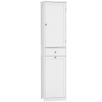 HOMCOM Smalle badkamerkast met kantelbaar wasvak, 180 cm, wit