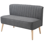 HOMCOM 2 Seater Sofa for Living Room, Modern Linen-Look Fabric Couch, Armless Loveseat Sofa Settee for Bedroom, Dark Grey