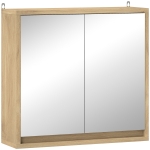 HOMCOM Dulap de Baie cu Oglindă, 2 Uși și Raft Reglabil, 48 x 14,5 x 45 cm, Culoarea Lemnului