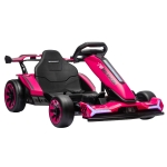 AIYAPLAY 24V Electric Go Kart for Kids 6-12 Years with Drift Mode, Adjustable Seat, 3 Speed, Slow Start, Pink