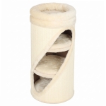 PawHut Krabton voor katten 75 cm hoog, Ø35 cm, 4-laags met 3 kattenholen, afneembaar wasbaar pluche bed en sisal kraboppervlak