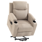 HOMCOM Riser Recliner Chair with Massage and Heat, Linen Electric Lift Armchair for Elderly with Spring Cushion, Beige