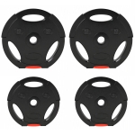 SPORTNOW Disques de Poids, Plaques de Poids 2 x 5 kg et 2 x 10 kg, à Trois Poignées avec Trous de Ø 25 mm, Noir