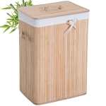 HOMCOM Cesto para la Ropa Sucia Plegable con Tapa Cubo para la Colada Rectangular con Asas 40x30x60 cm Natural